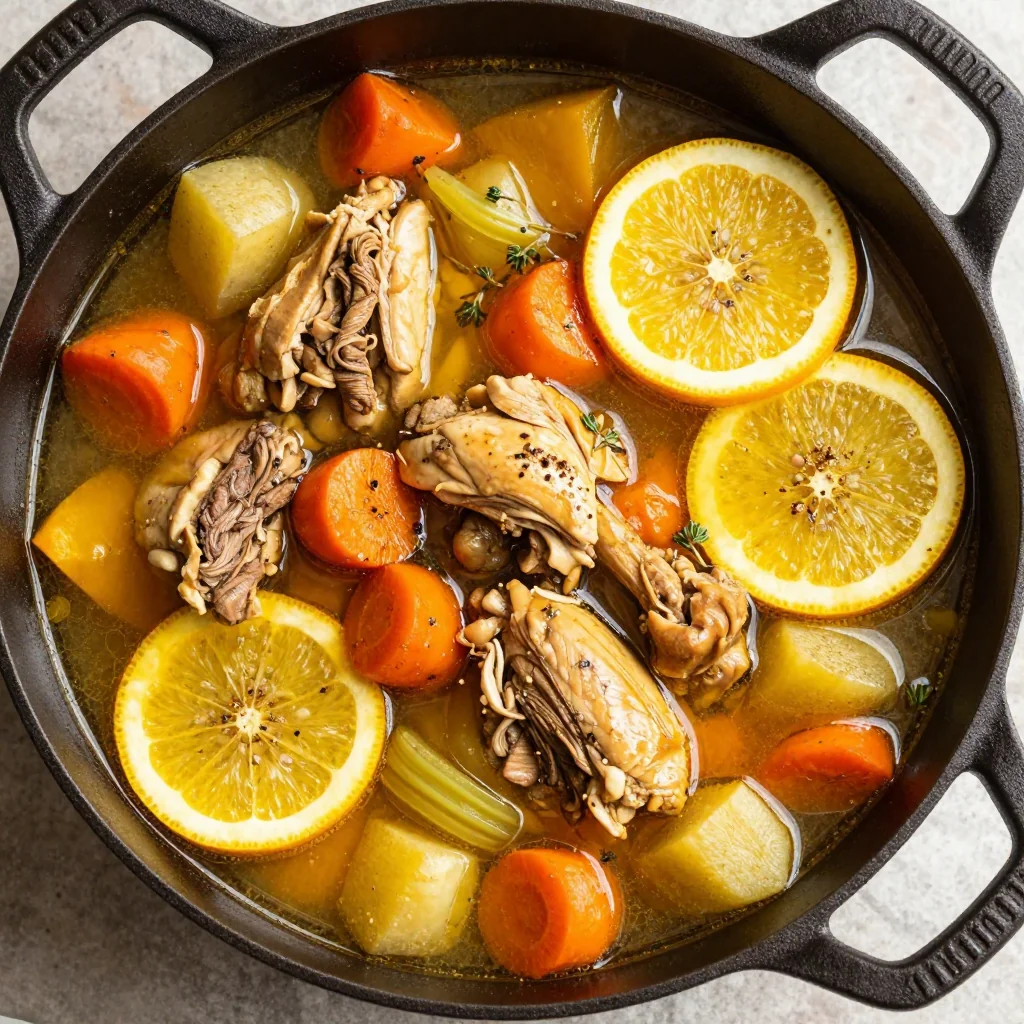 easy meal prep chicken stew with citrus and winter root vegetables