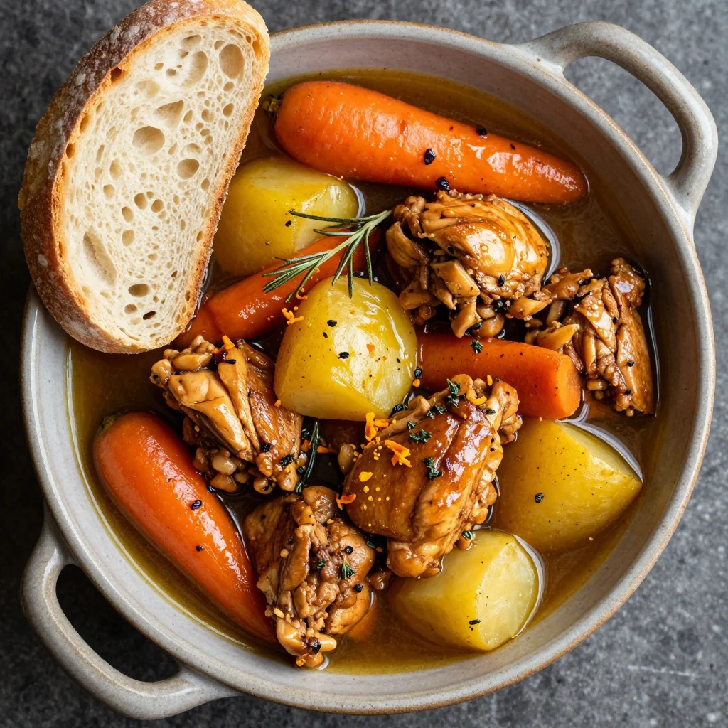 easy meal prep chicken stew with citrus and winter root vegetables