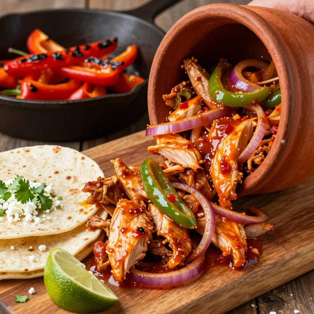 Easy Slow Cooker Chicken and Green Pepper for Fajita Night