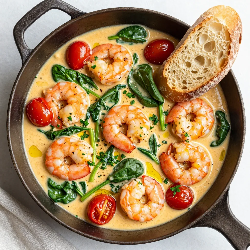 Easy Weeknight Creamy Tuscan Shrimp with Spinach and Tomatoes