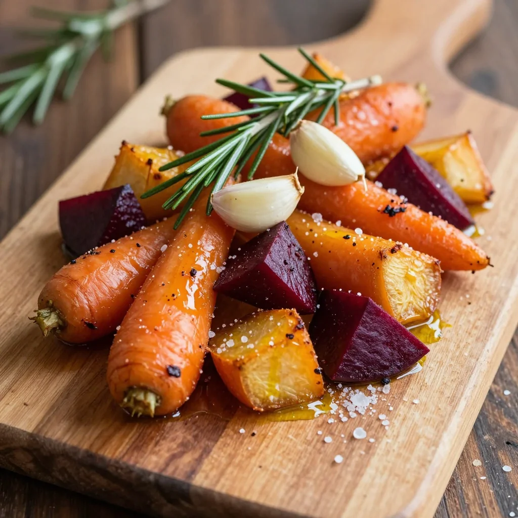 garlic and herb roasted root vegetables with rosemary for winter meals