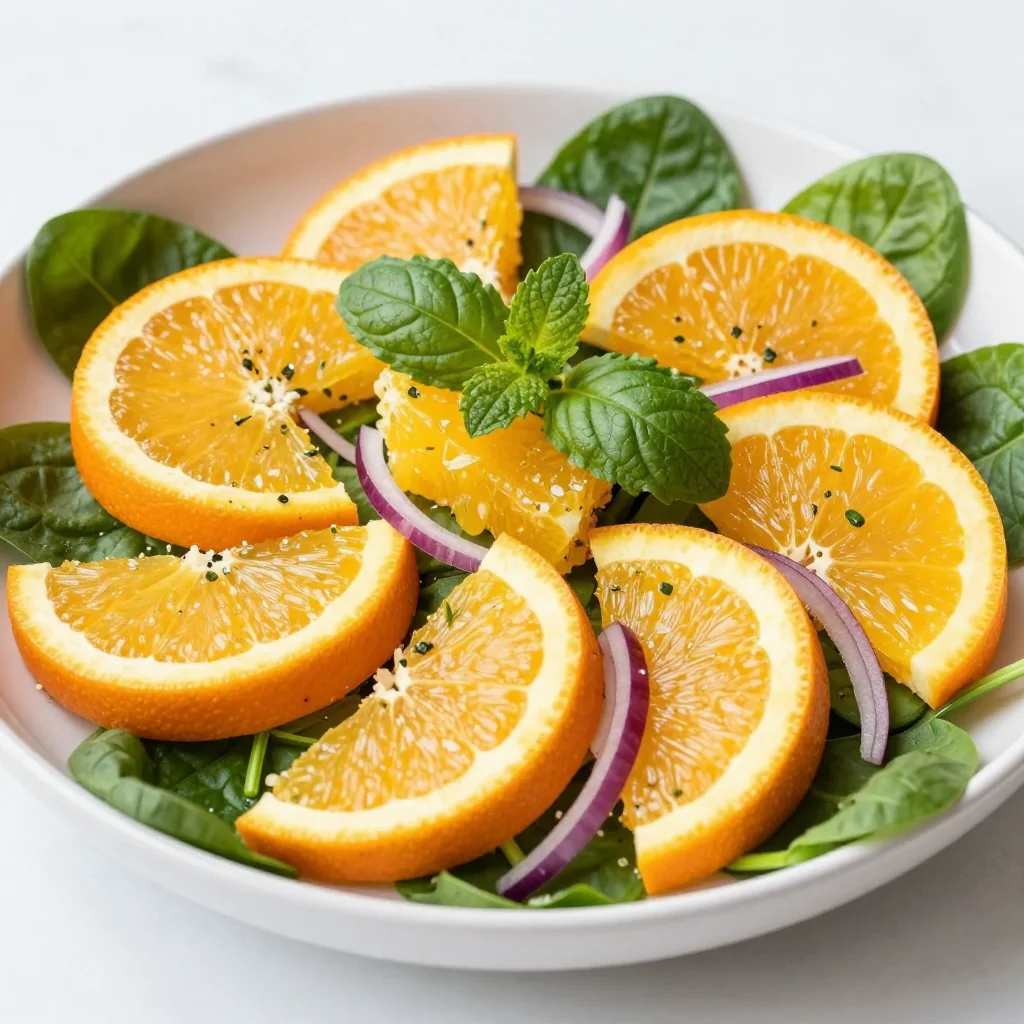 healthy citrus and herb salad with oranges and spinach