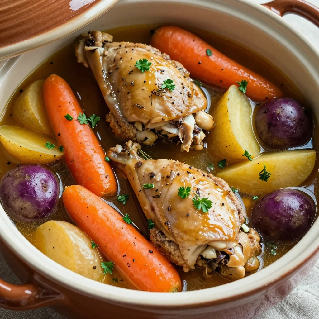 healthy clean eating slow cooker chicken and root vegetable stew