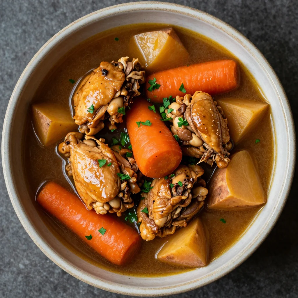 healthy clean eating slow cooker chicken and root vegetable stew