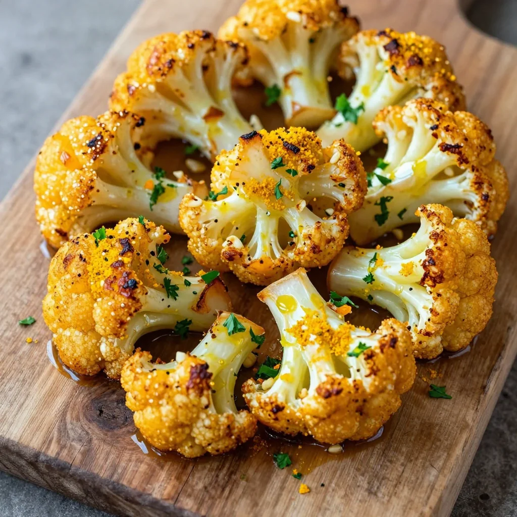 Healthy Garlic Roasted Cauliflower With Turmeric