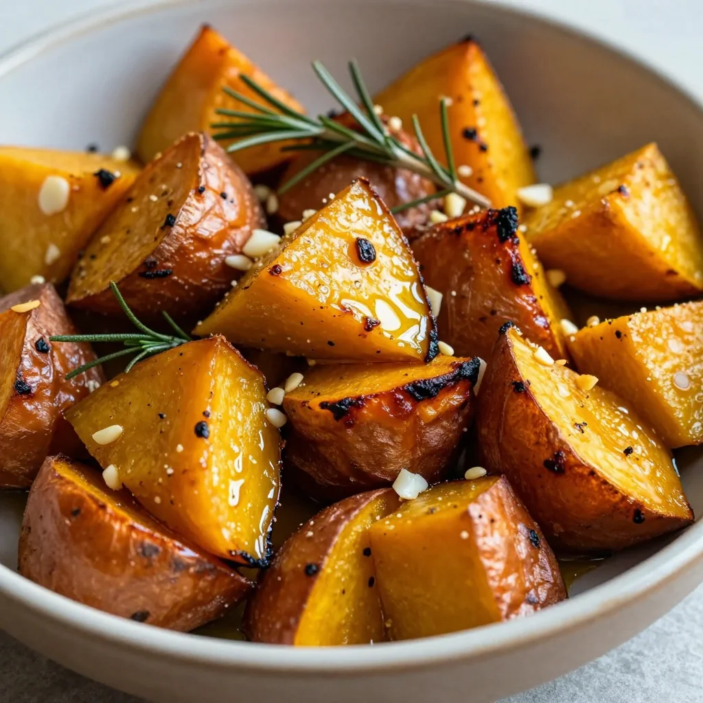 healthy garlic roasted winter squash and sweet potatoes for dinner