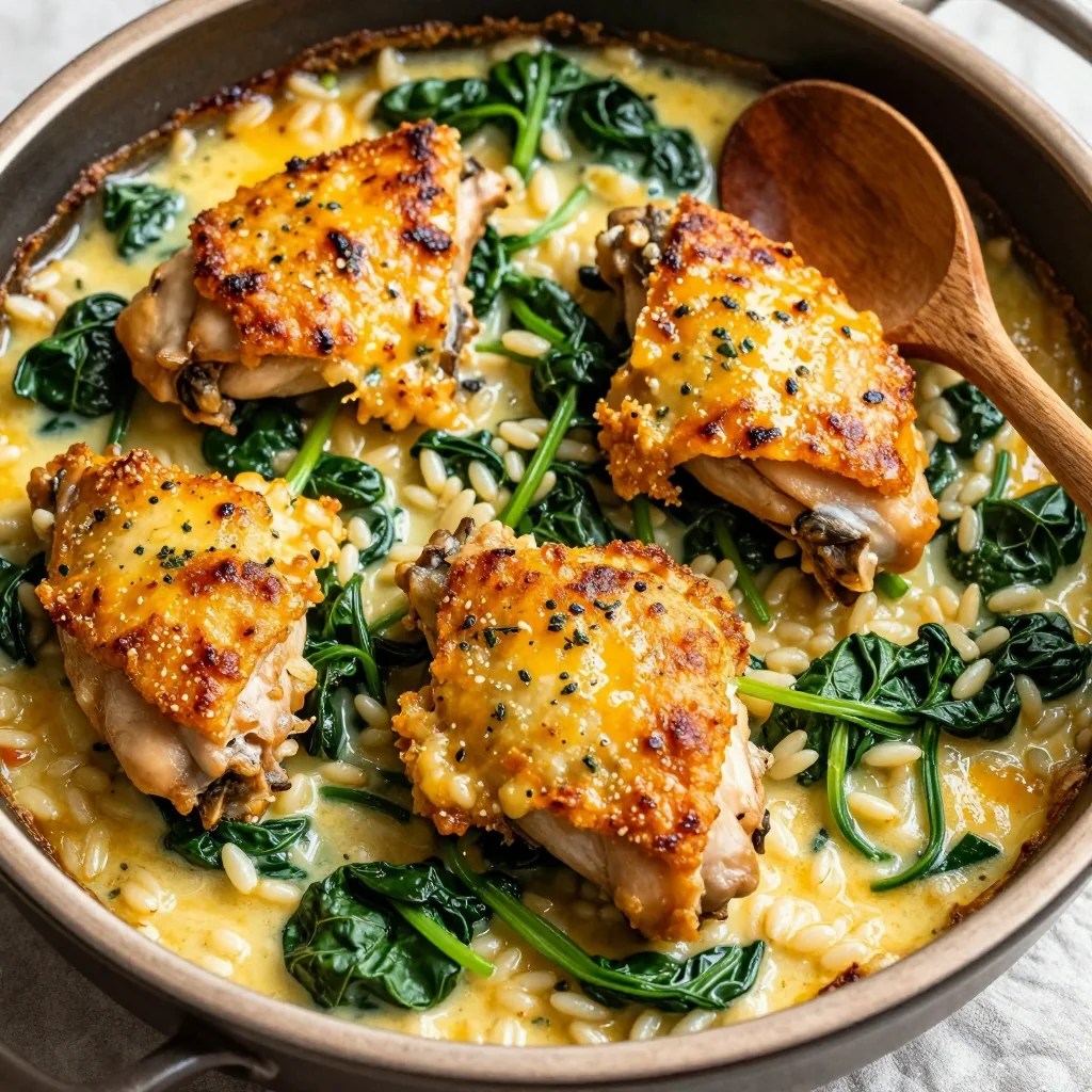 healthy one pot chicken and spinach casserole for clean eating family dinners