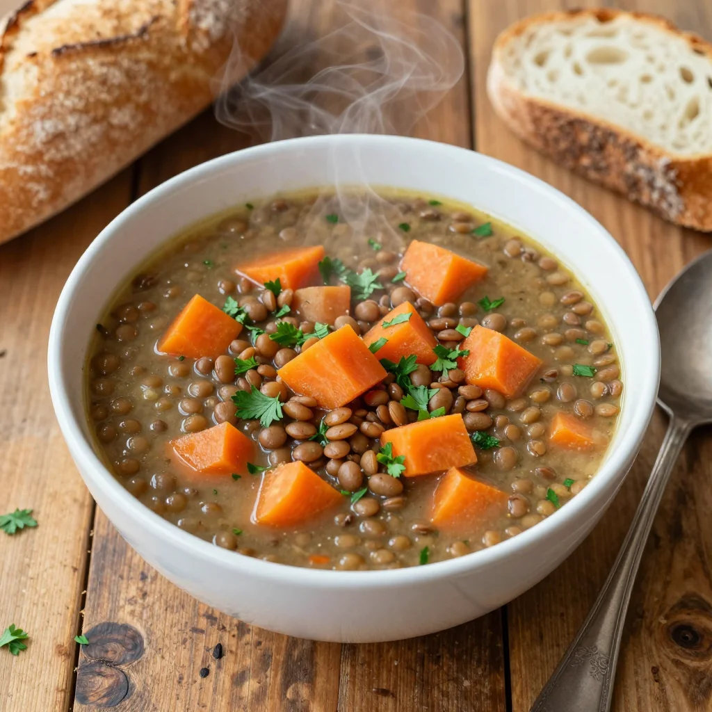 healthy onepot lentil and carrot soup for family meal prep