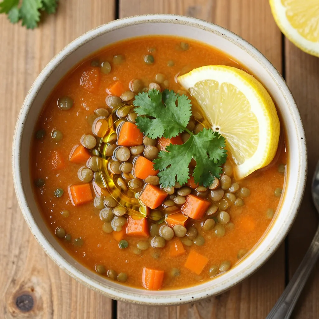 healthy onepot lentil and carrot soup for family meal prep