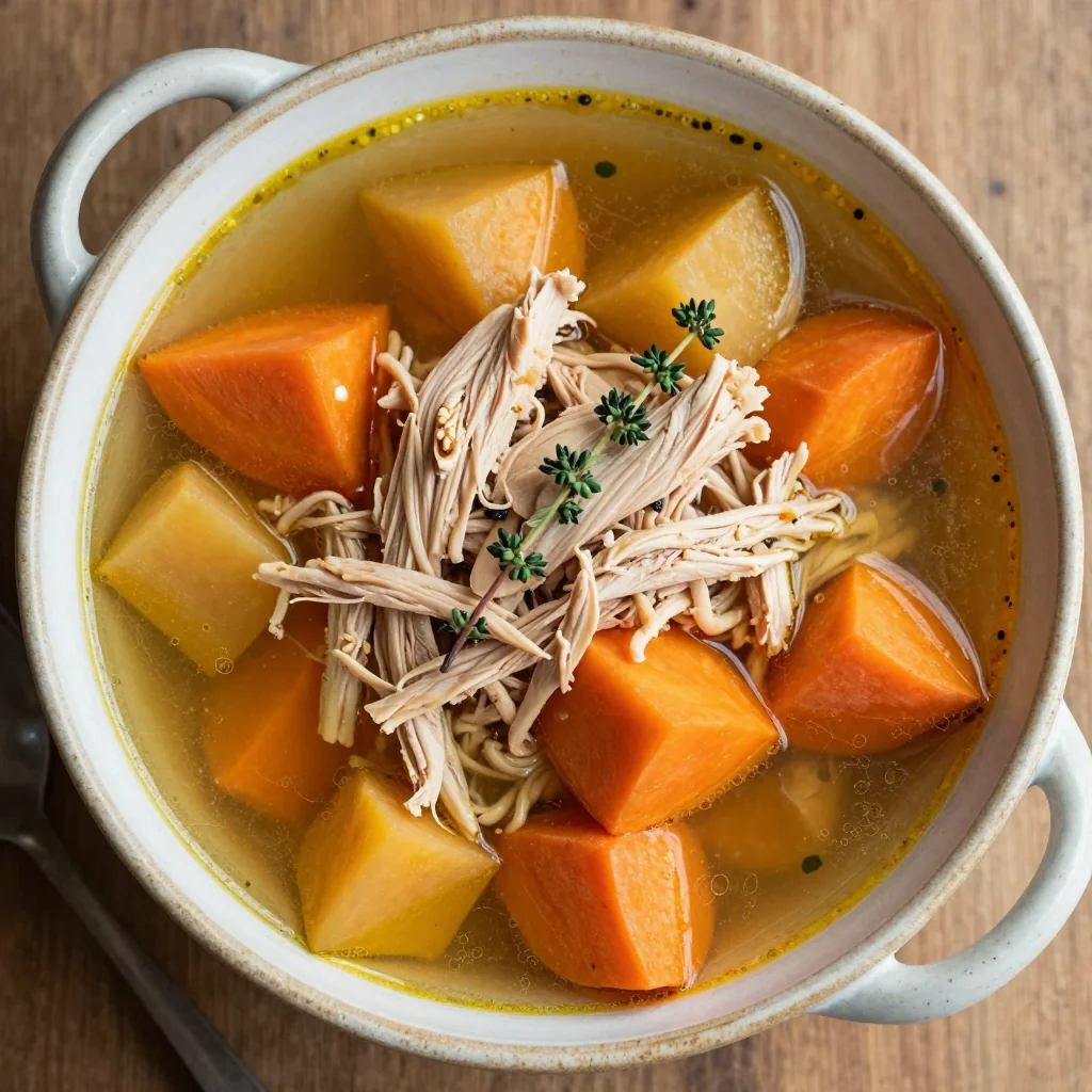 healthy slow cooker chicken and root vegetable soup for weeknight dinners