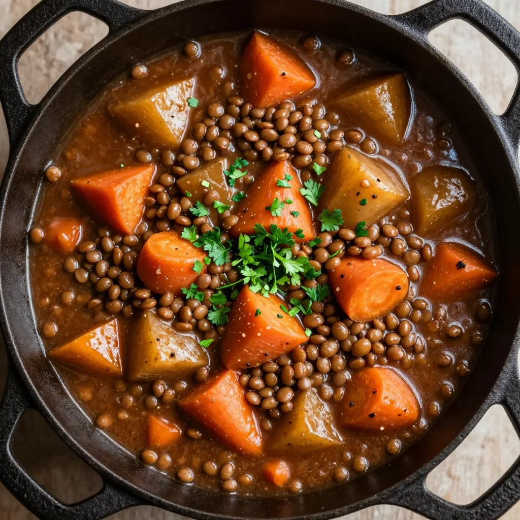 hearty highprotein lentil and root vegetable stew for cold family nights