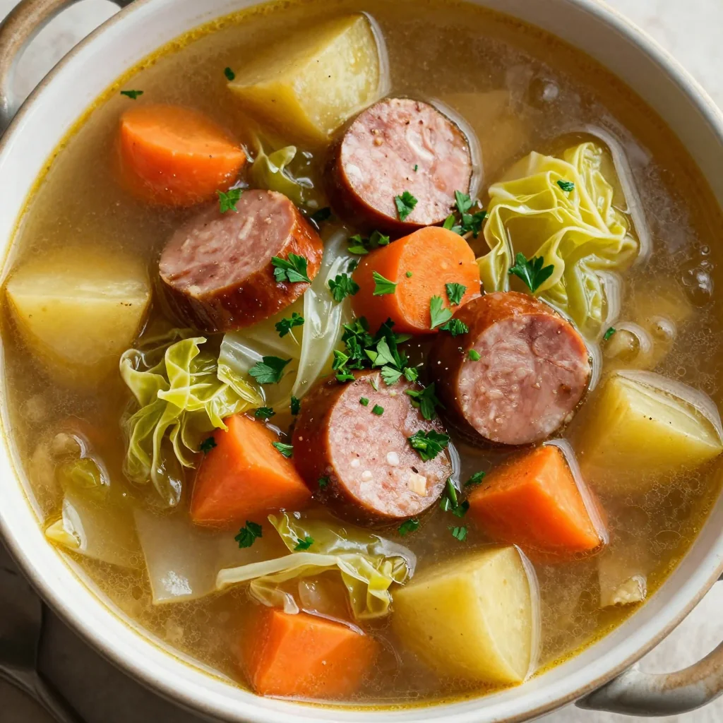 hearty onepot cabbage and sausage soup for comforting winter meals