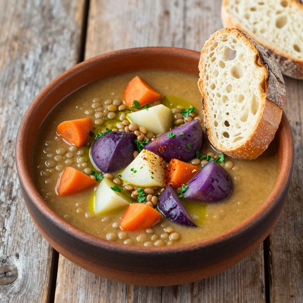high protein lentil and root vegetable soup for cozy family nights