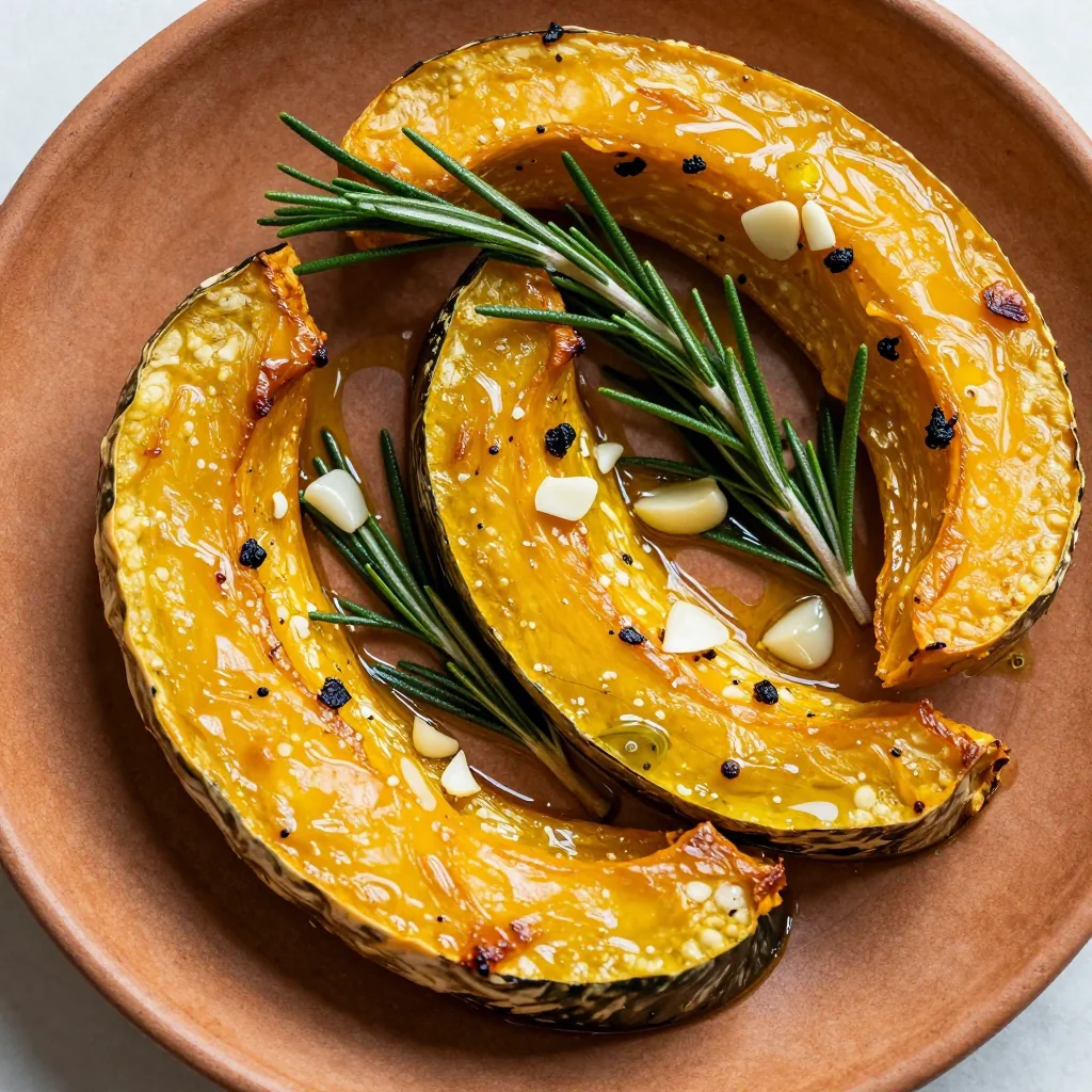 lemon and herb roasted winter squash with garlic and rosemary