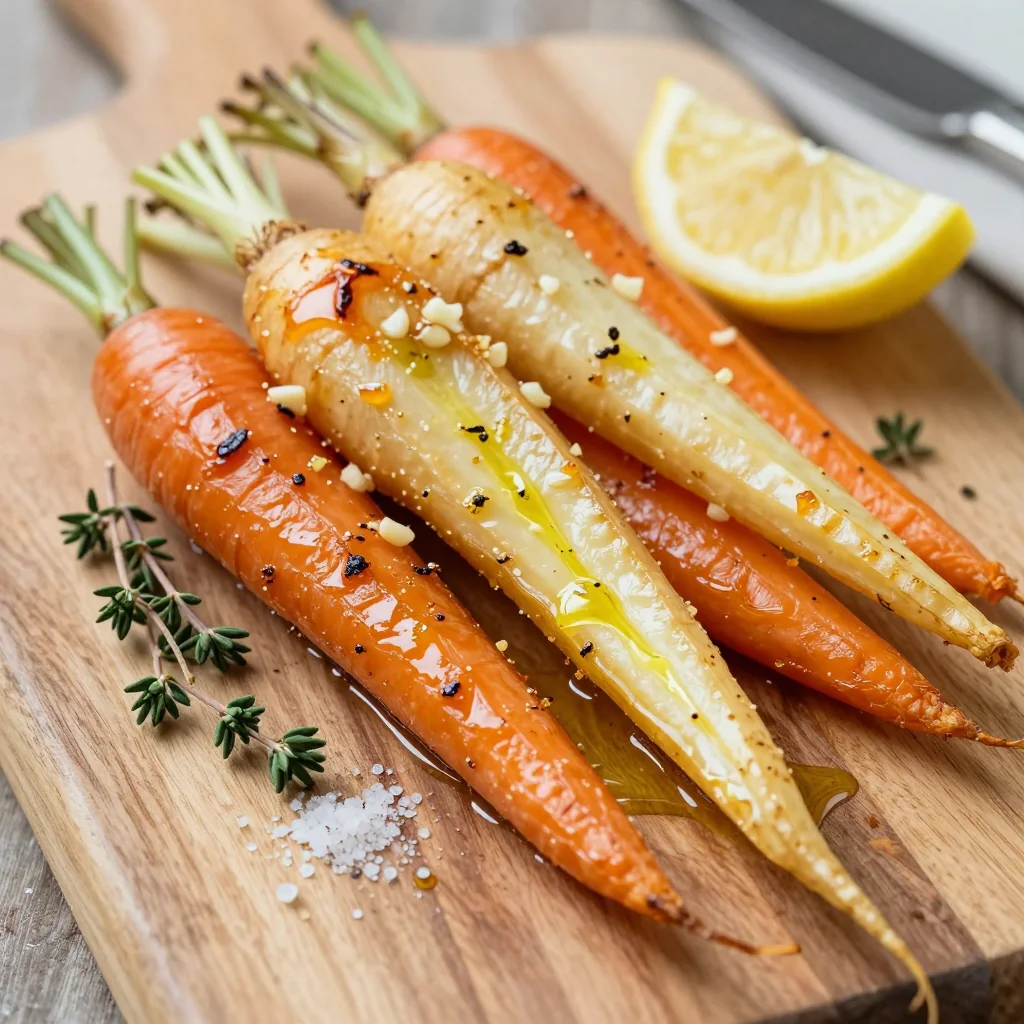 lemon garlic roasted carrots and parsnips for detox and clean eating