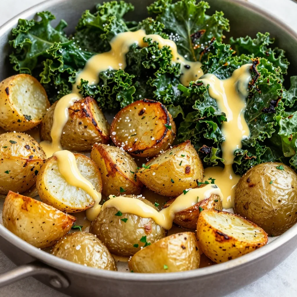 lemon garlic roasted potatoes and kale for easy weeknight family dinners