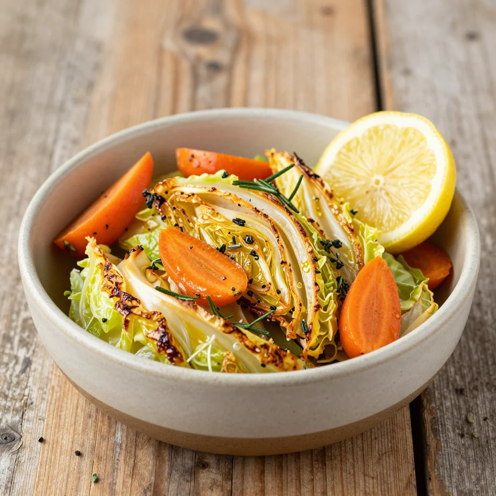 lemon herb roasted cabbage and carrot medley for light winter meals