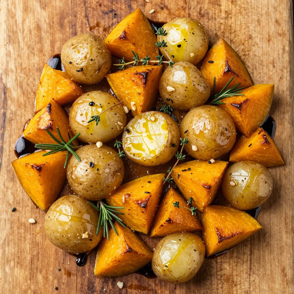 lowcalorie garlic roasted winter squash and potatoes for clean eating