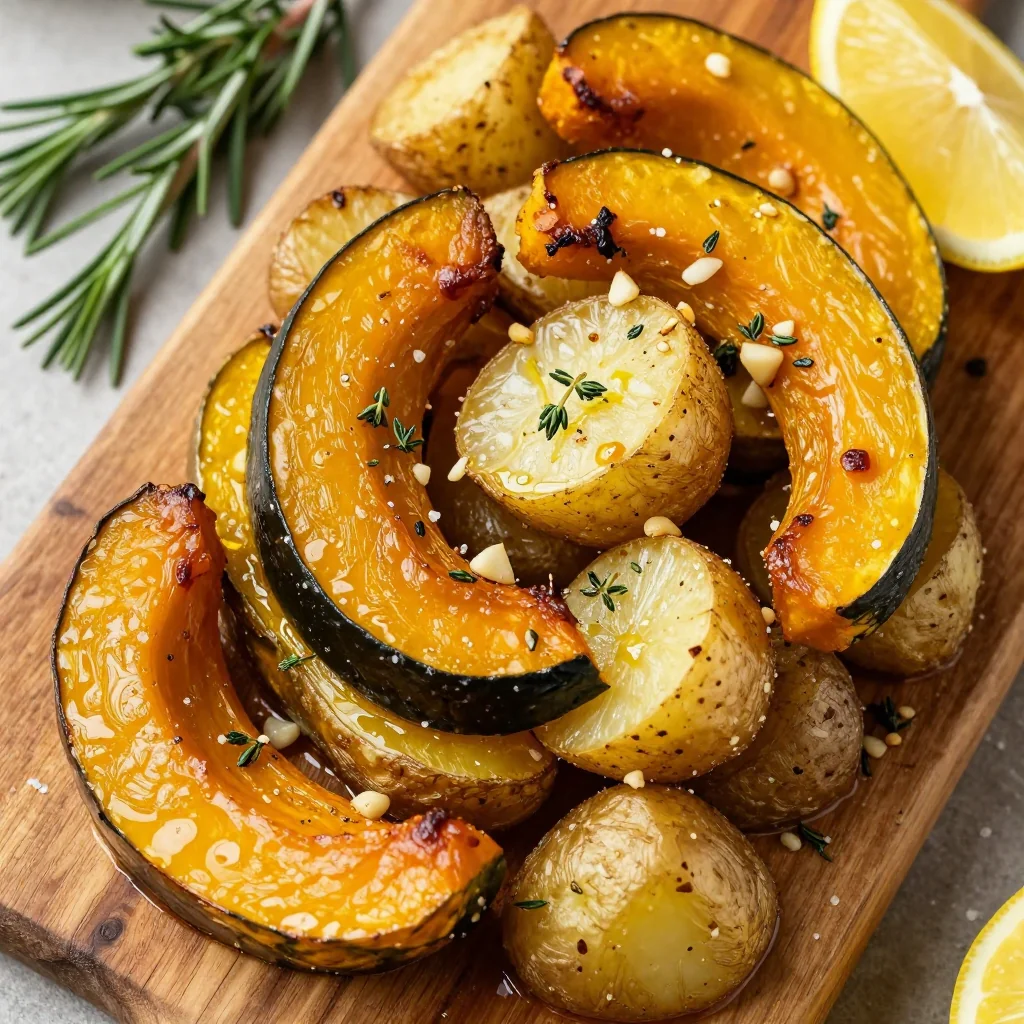 lowcalorie garlic roasted winter squash and potatoes for clean eating
