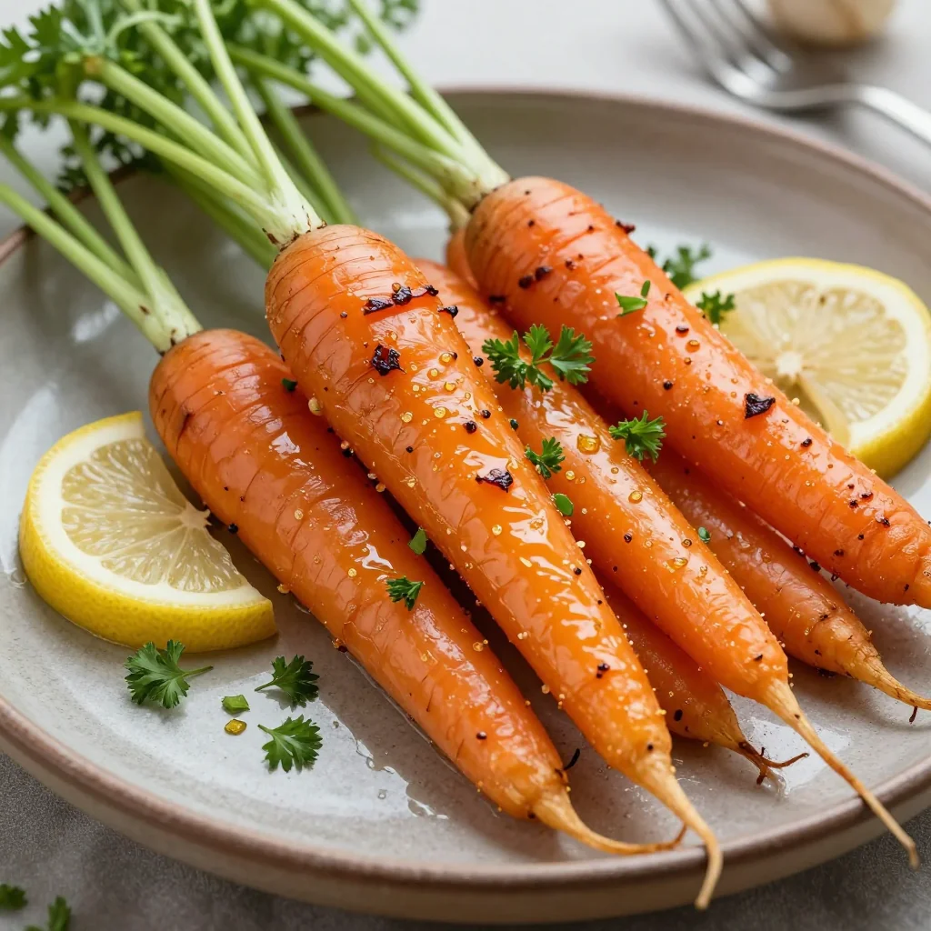 lowcalorie roasted lemon and garlic carrots with fresh parsley