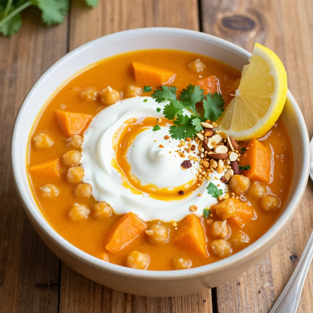 New Year Reset One Pot Moroccan Sweet Potato and Chickpea Soup