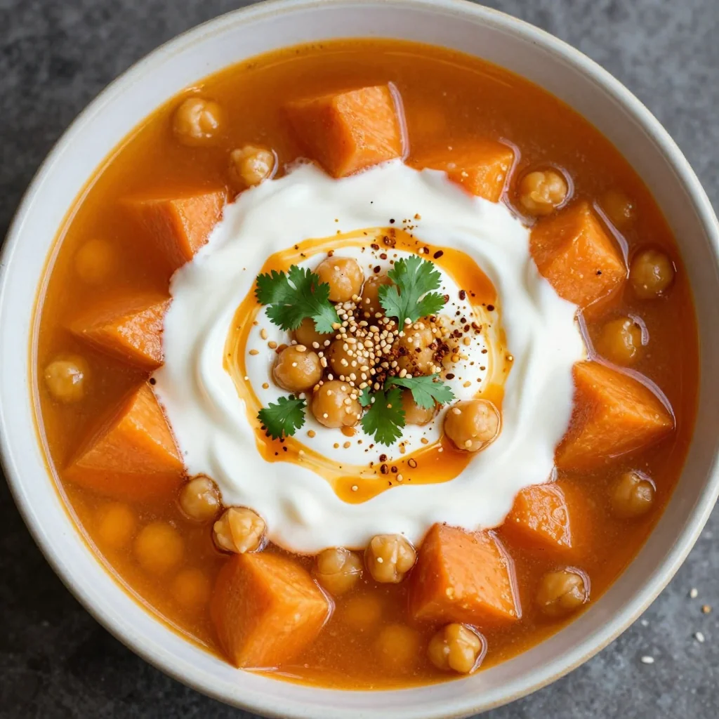New Year Reset One Pot Moroccan Sweet Potato and Chickpea Soup