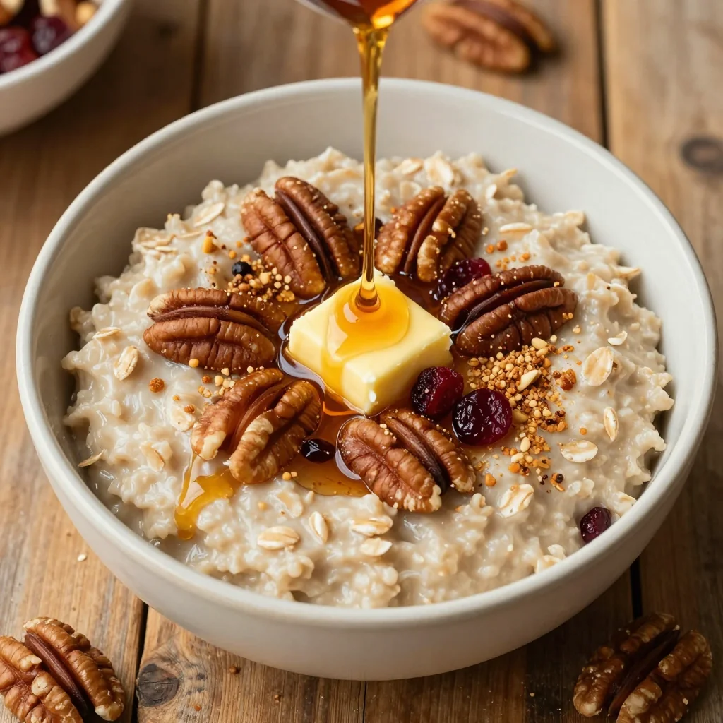 New Year’s Day Oatmeal with Walnuts and Maple Syrup