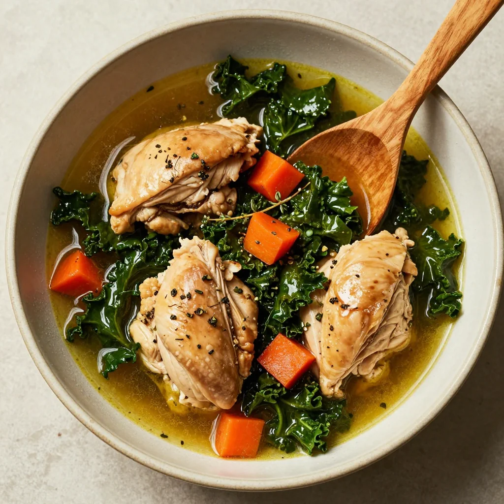one pot chicken and kale stew with garlic and lemon for family dinners