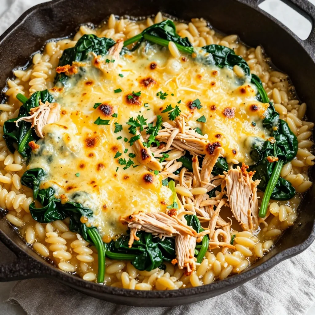 one pot chicken and spinach casserole with garlic for healthy weeknights