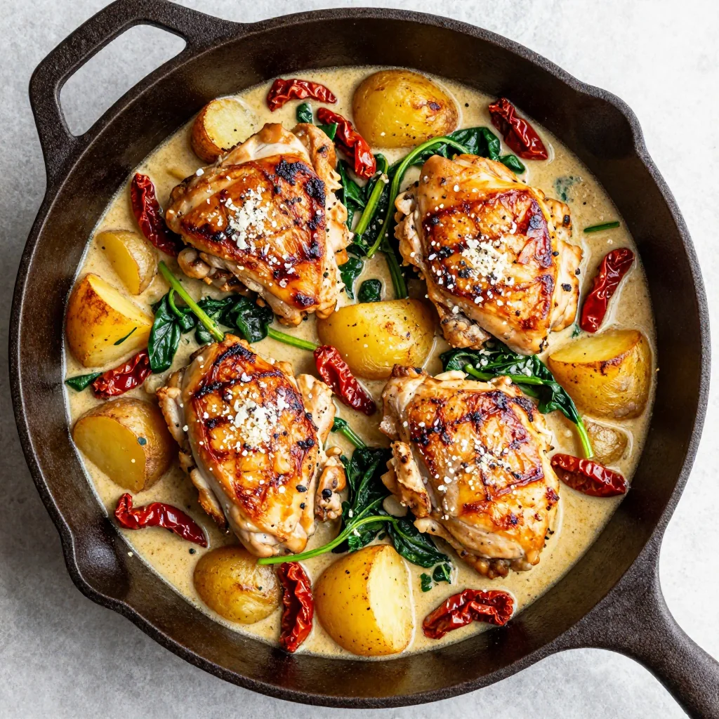 One Pot Creamy Tuscan Chicken With Potatoes