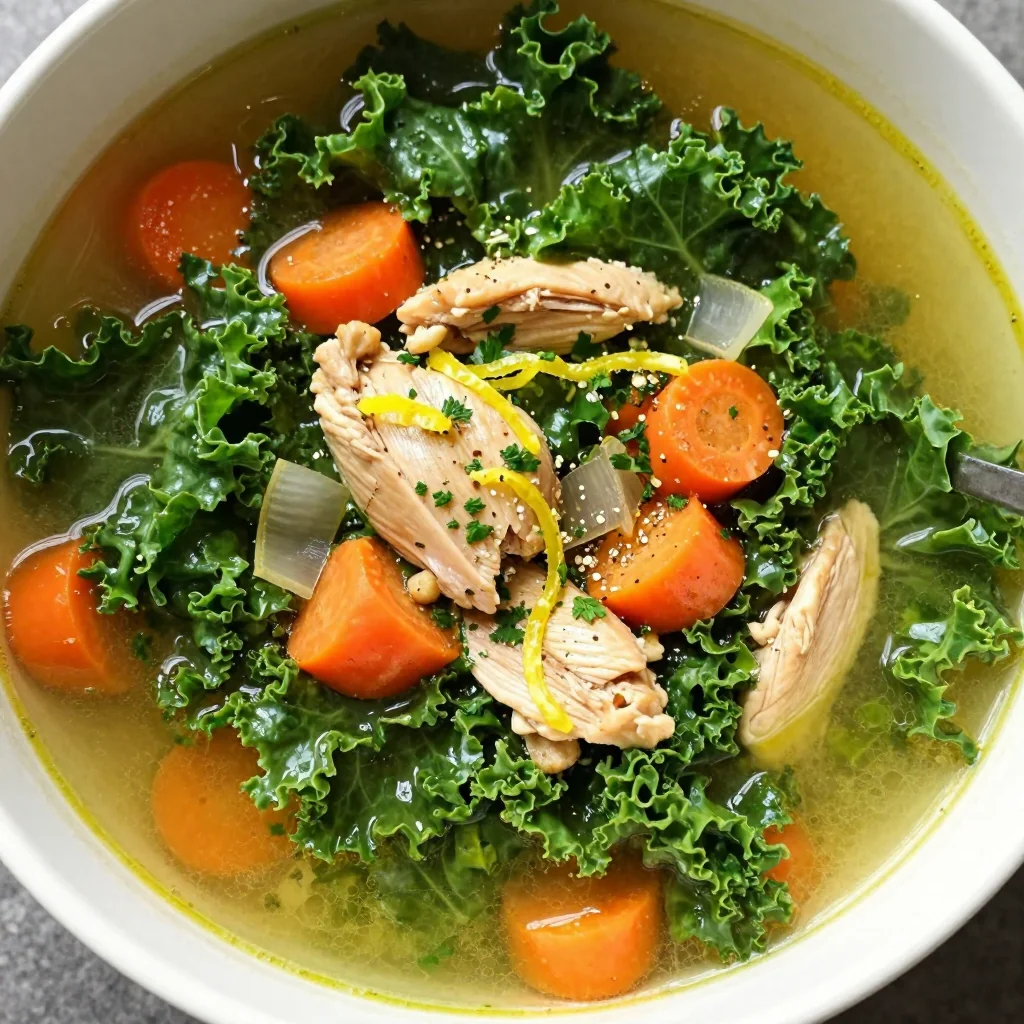 onepot chicken and kale soup with lemon for nourishing family meals