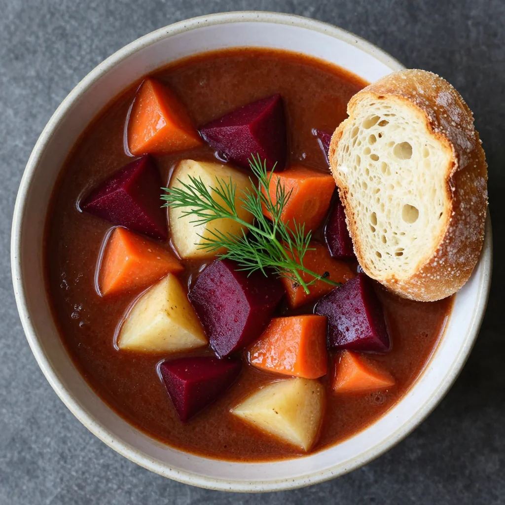 pantry cleanout vegetable stew with parsnips and beets