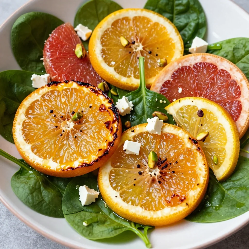 roasted orange and lemon citrus salad with spinach for fresh family meals