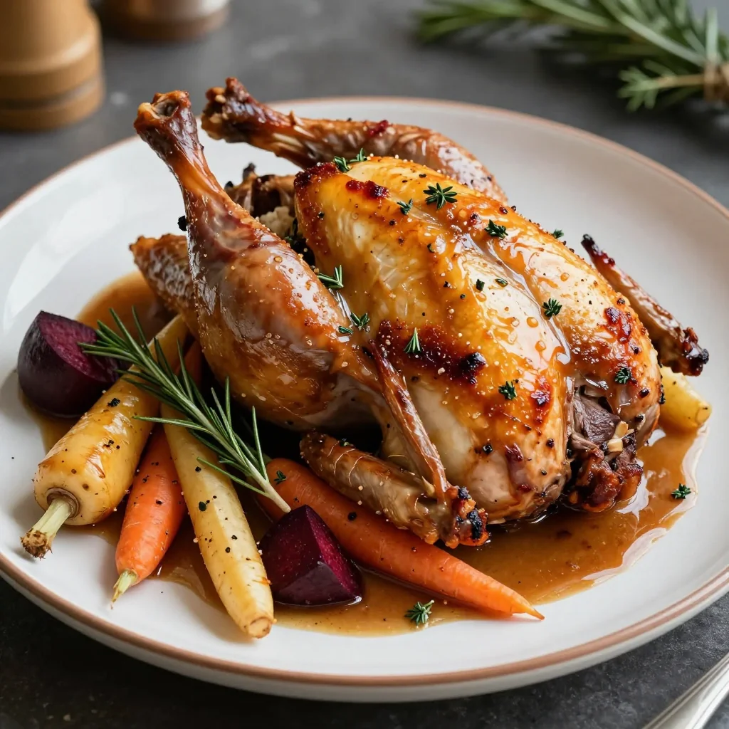 savory herbstuffed cornish hens with winter root vegetables for holidays