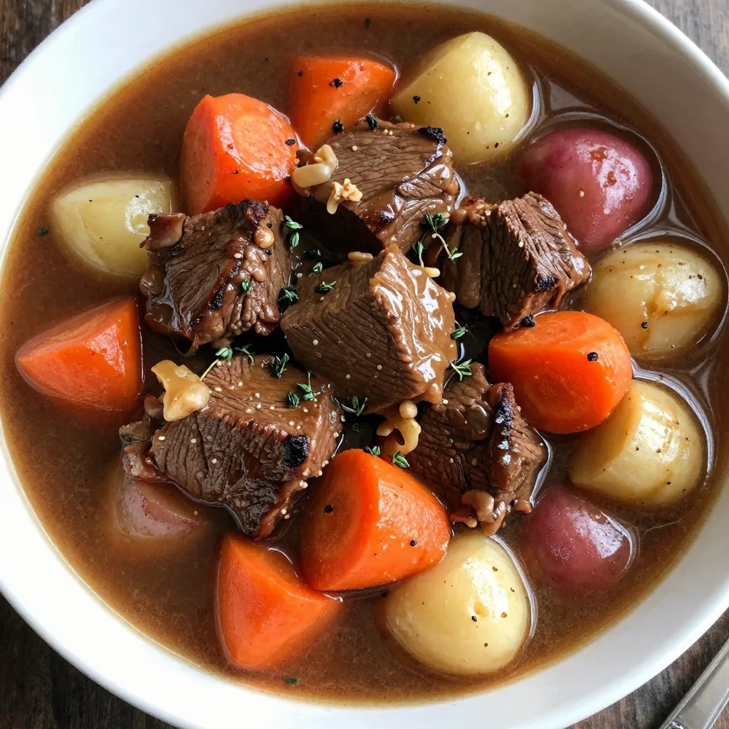 slow cooker beef stew with winter vegetables and potatoes for cozy nights