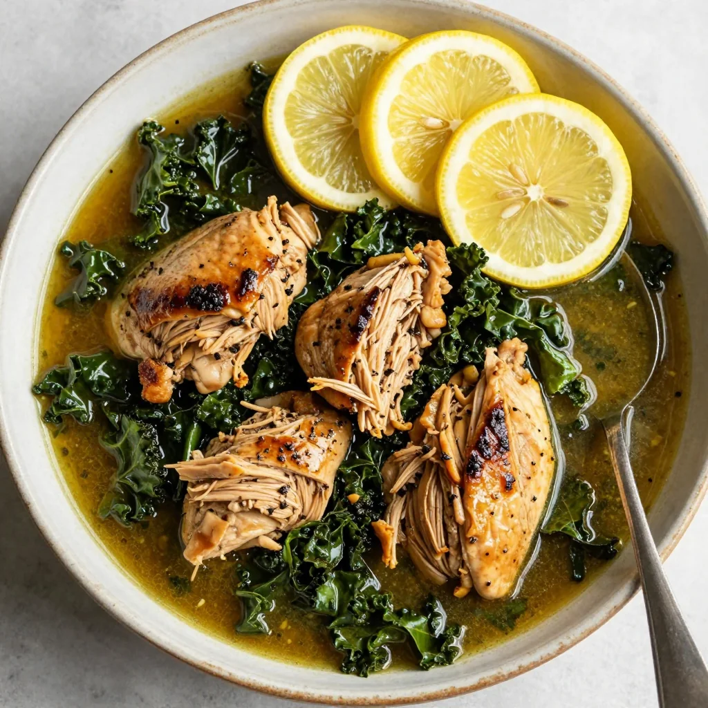 slow cooker chicken and kale stew with lemon for healthy family dinners