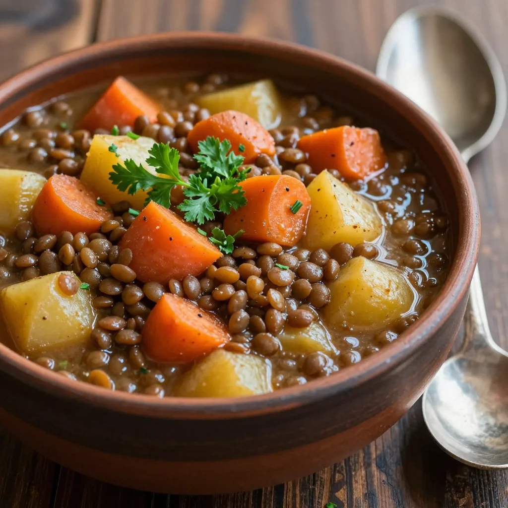 slow cooker lentil and root vegetable stew for budget friendly meals