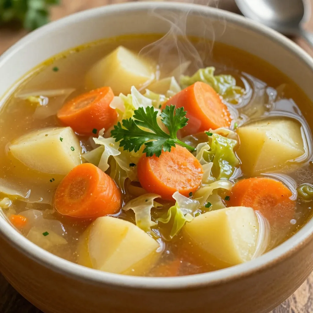 slow cooker vegetable soup with cabbage carrots and potatoes