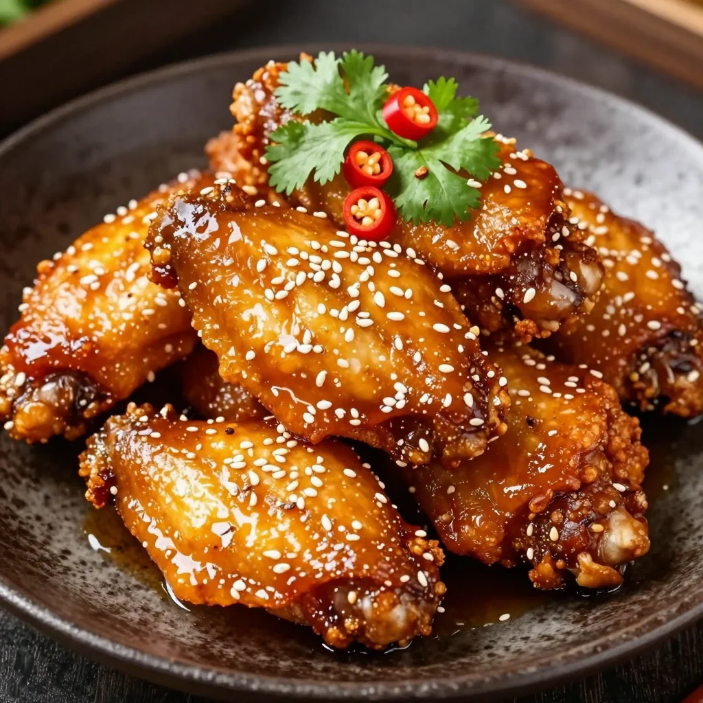 Spicy Honey Garlic Chicken Wings With Sesame Seeds