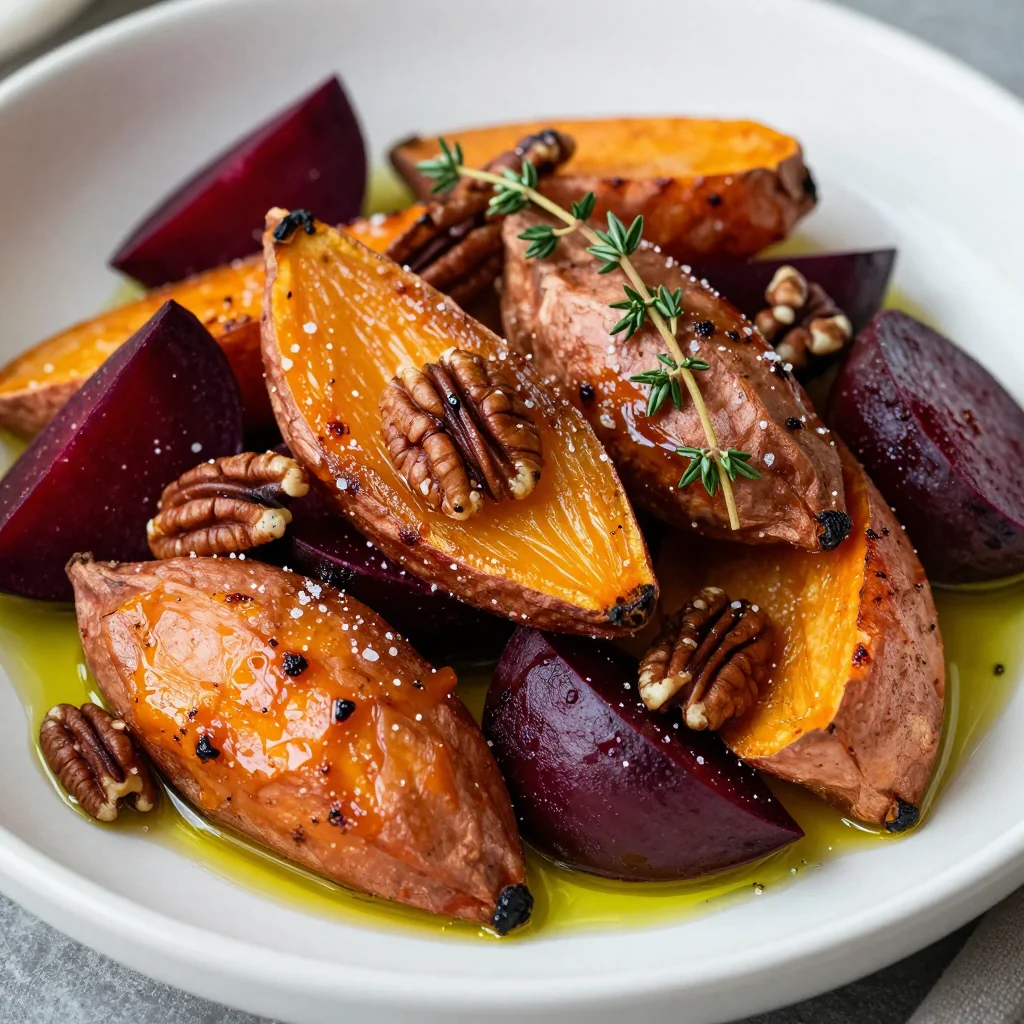 warm garlic roasted sweet potato and beet medley for cozy winter evenings