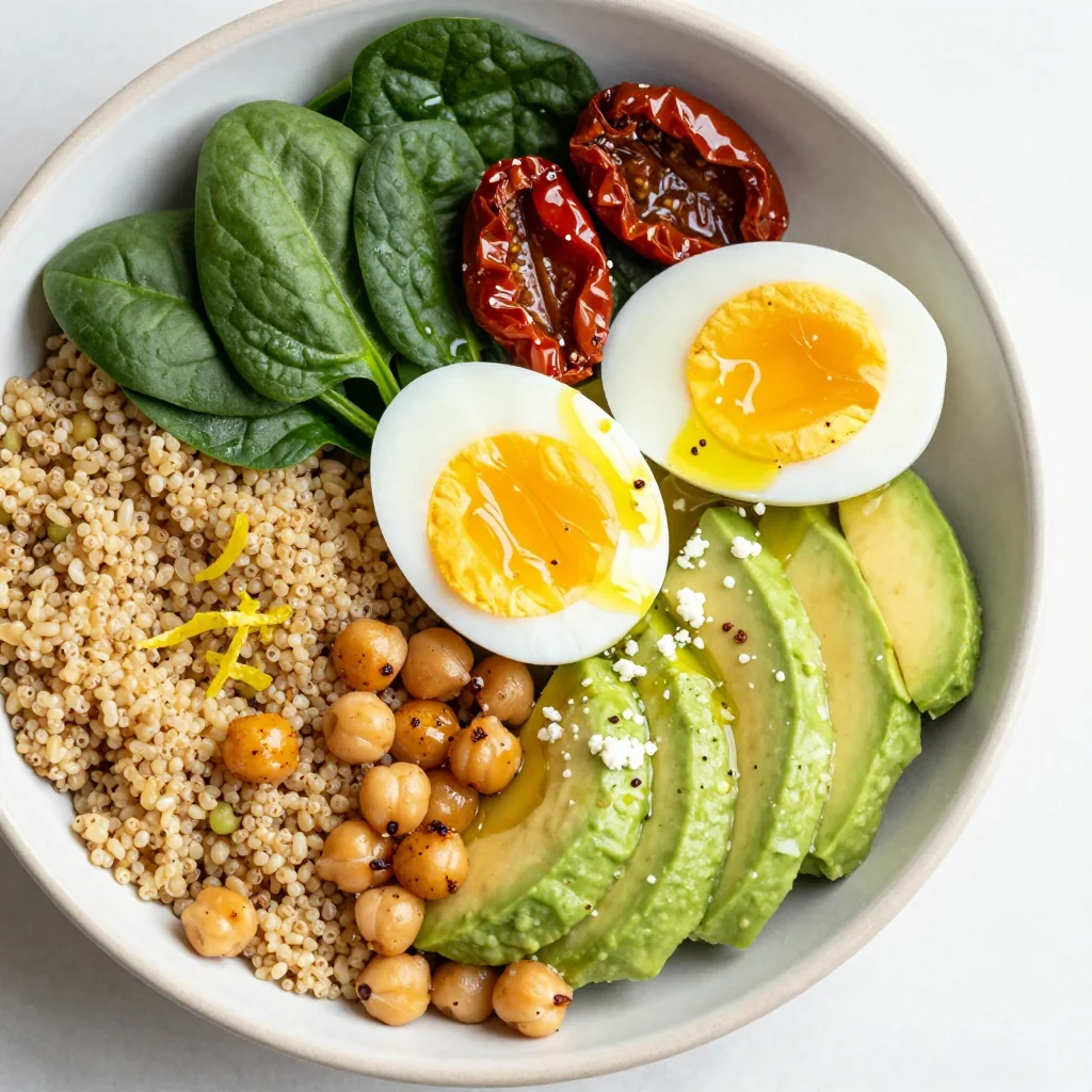 warm lemon and spinach quinoa bowl for healthy january breakfasts