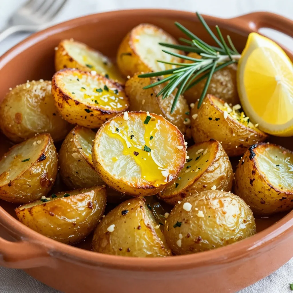 warm lemon garlic roasted potatoes for cozy family dinners