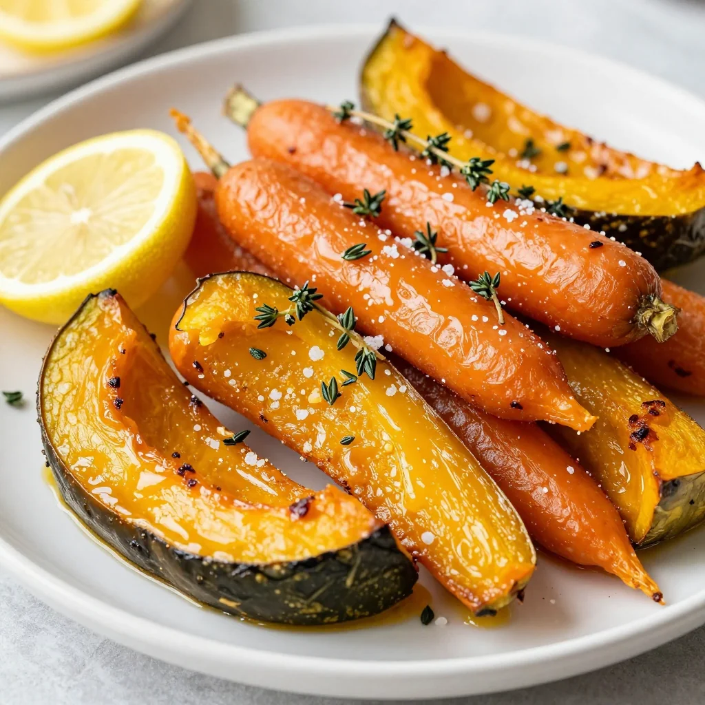warm lemon roasted winter squash and carrots for detox days