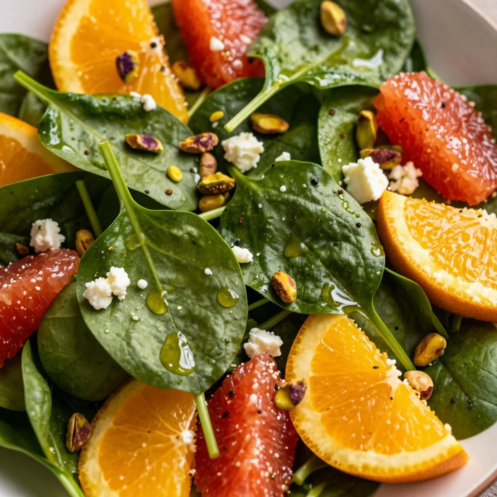 warm spinach and orange salad with lemon dressing for new year reset