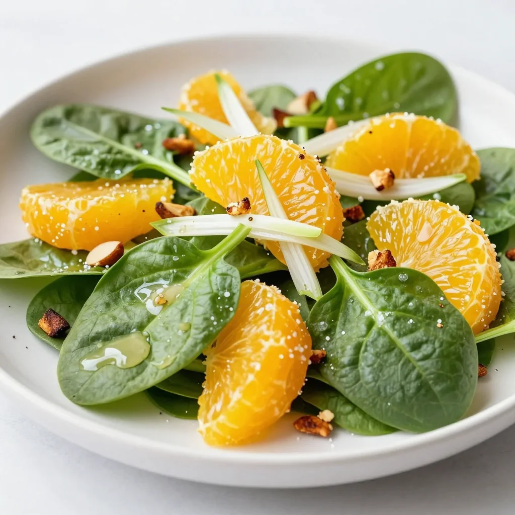 warm spinach and orange salad with lemon dressing for new year reset