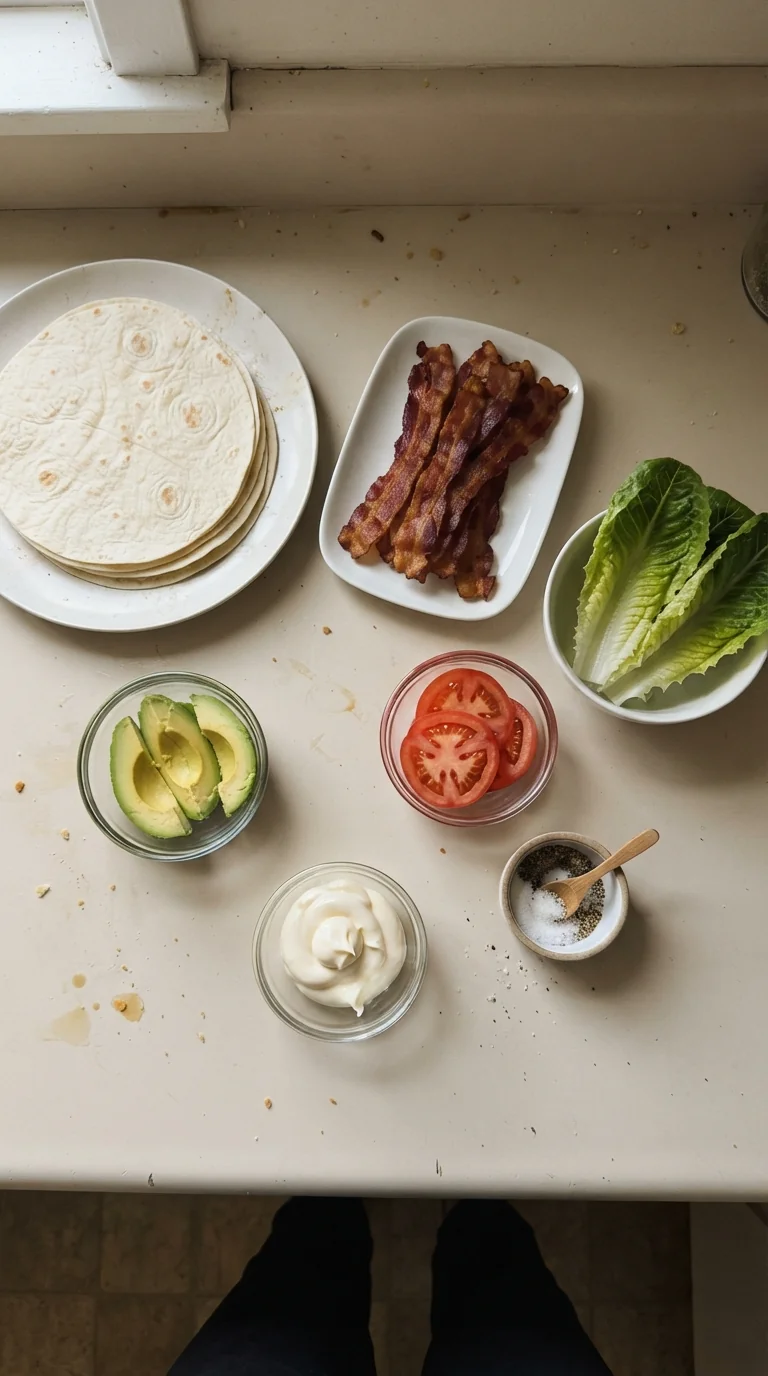 Ingredients for Fresh Avocado BLT Wraps