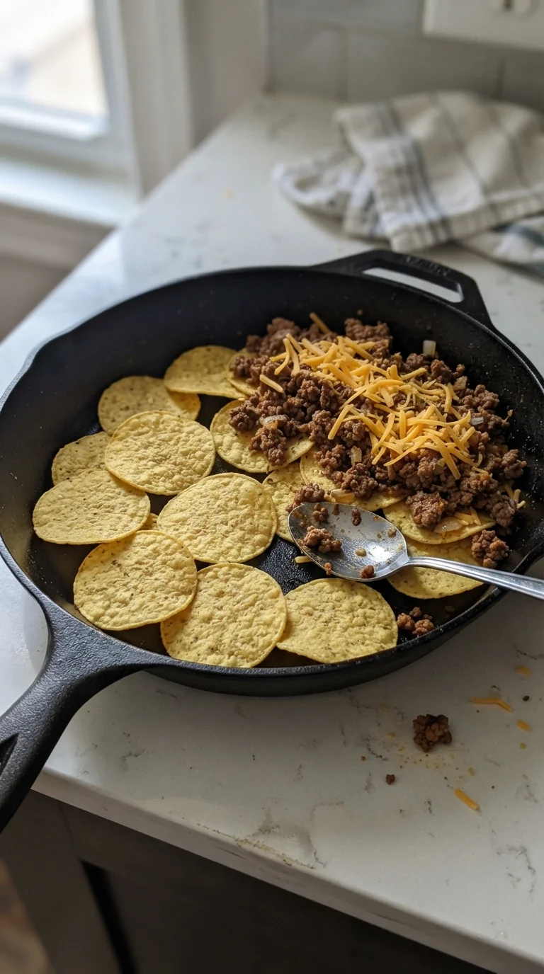 Step-by-step cooking of Cheesy Beef Nachos Supreme