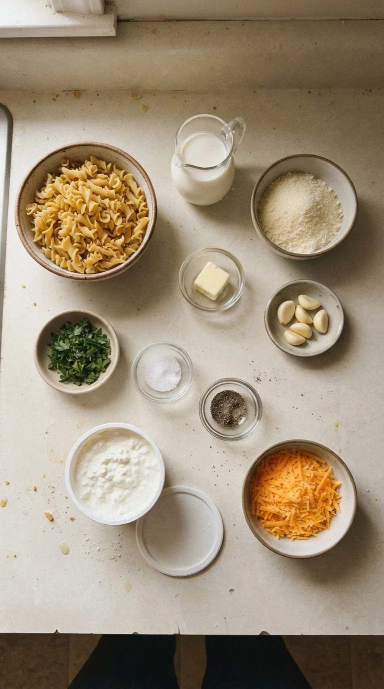 Ingredients for Creamy Cottage Cheese Pasta