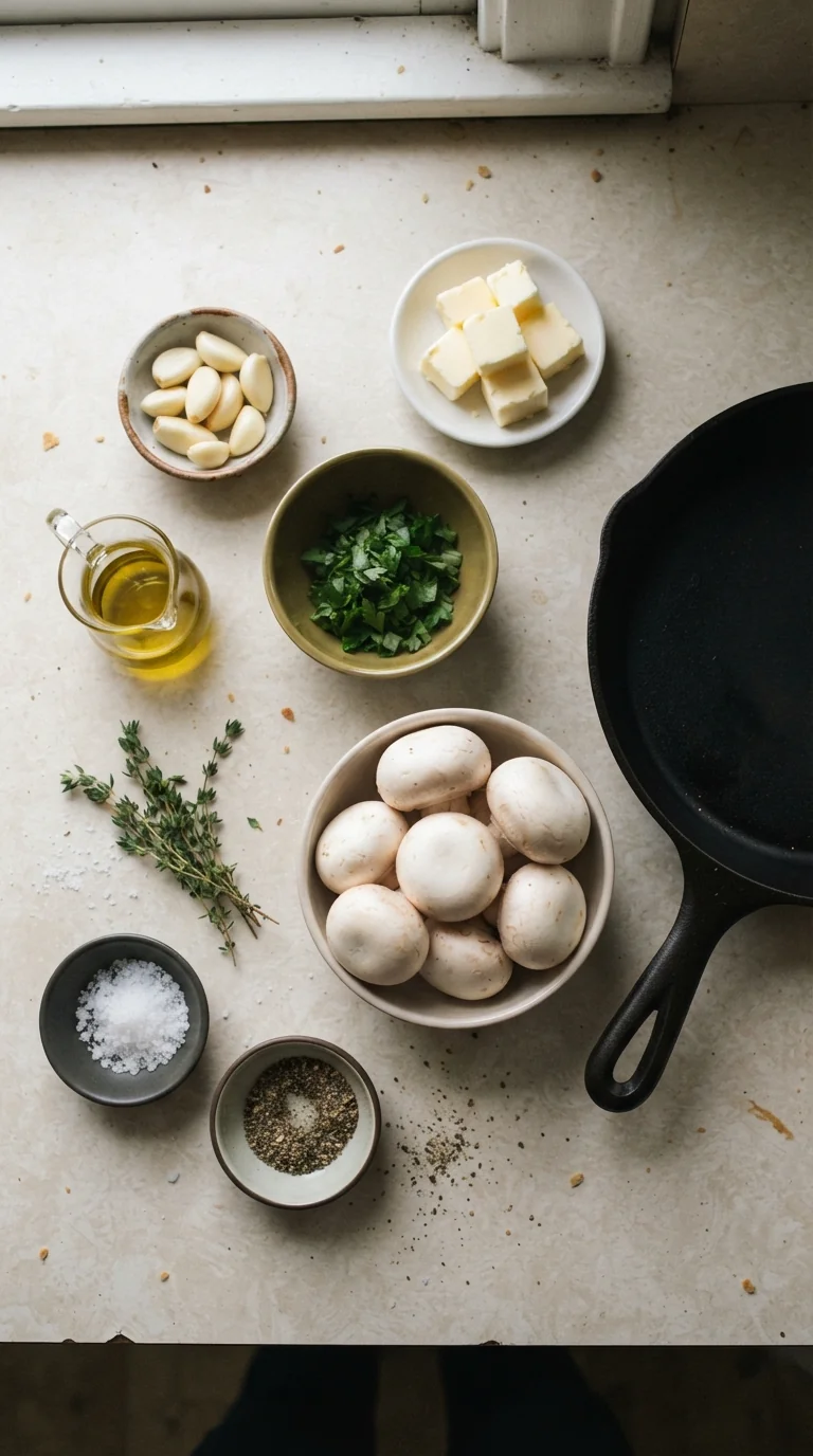 Ingredients for Crispy Garlic Butter Mushrooms
