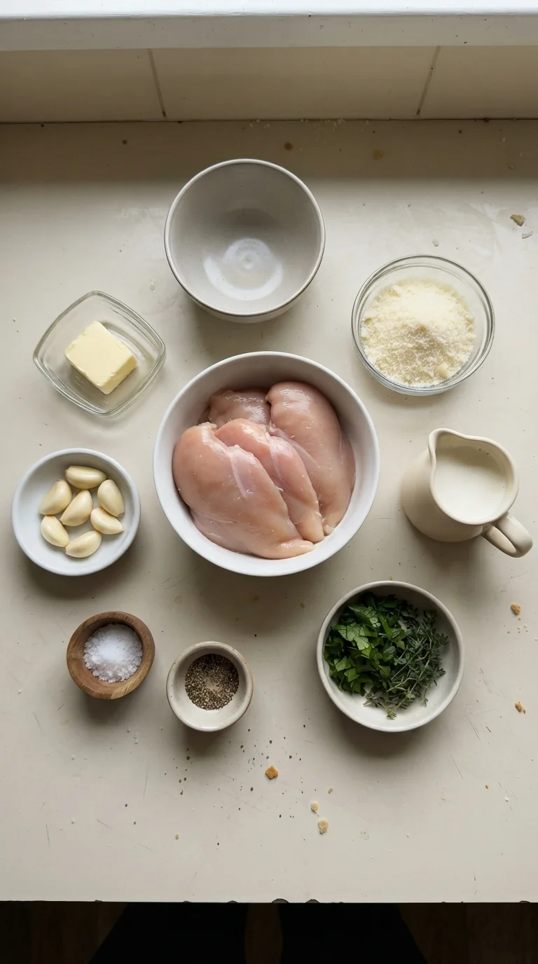 Ingredients for Easy Healthy Creamy Garlic Dinner